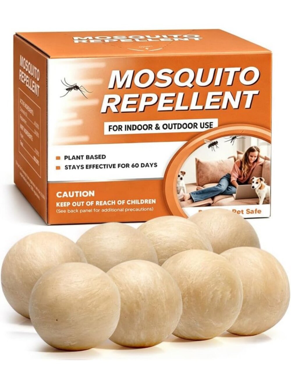 8-Pack Indoor/Outdoor Mosquito Repellent Balls - Effective Pest Control Solution